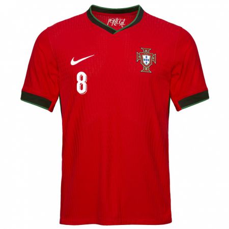 Kandiny Homme Maillot Portugal Joao Moutinho #8 Rouge Tenues Domicile 24-26 T-Shirt