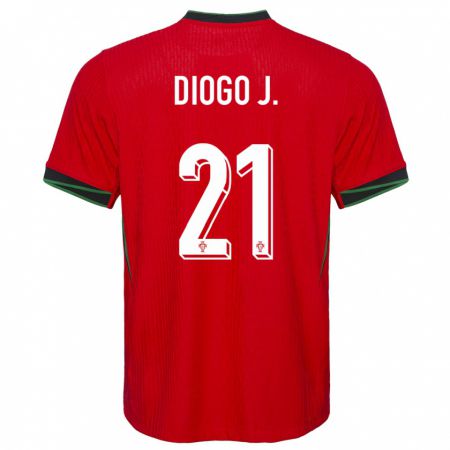Kandiny Homme Maillot Portugal Diogo Jota #21 Rouge Tenues Domicile 24-26 T-Shirt