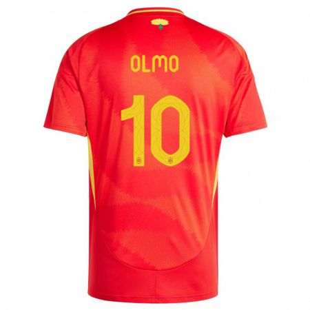 Kandiny Homme Maillot Espagne Dani Olmo #10 Rouge Tenues Domicile 24-26 T-Shirt