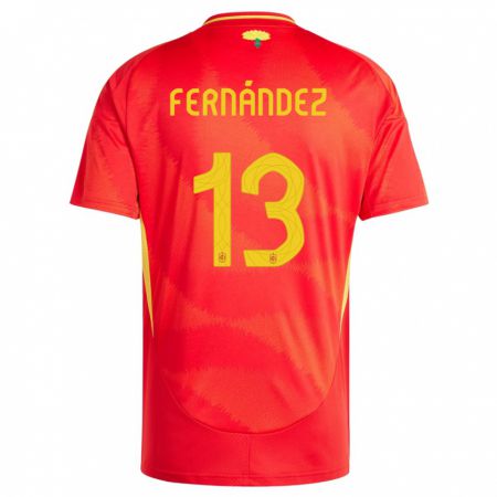 Kandiny Homme Maillot Espagne Cesar Fernandez #13 Rouge Tenues Domicile 24-26 T-Shirt