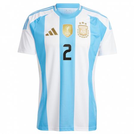 Kandiny Homme Maillot Argentine Lucas Martinez Quarta #2 Blanc Bleu Tenues Domicile 24-26 T-Shirt