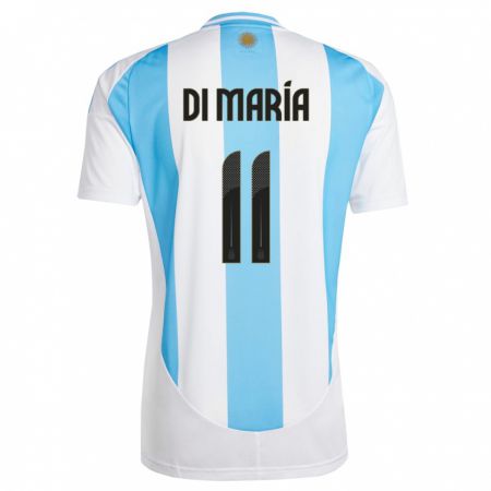 Kandiny Homme Maillot Argentine Angel Di Maria #11 Blanc Bleu Tenues Domicile 24-26 T-Shirt