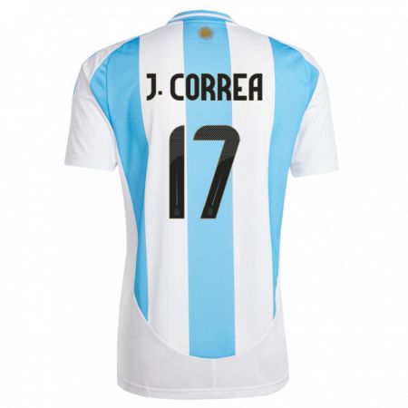 Kandiny Homme Maillot Argentine Joaquin Correa #17 Blanc Bleu Tenues Domicile 24-26 T-Shirt