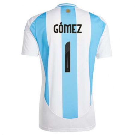 Kandiny Homme Maillot Argentine Francisco Gomez #1 Blanc Bleu Tenues Domicile 24-26 T-Shirt