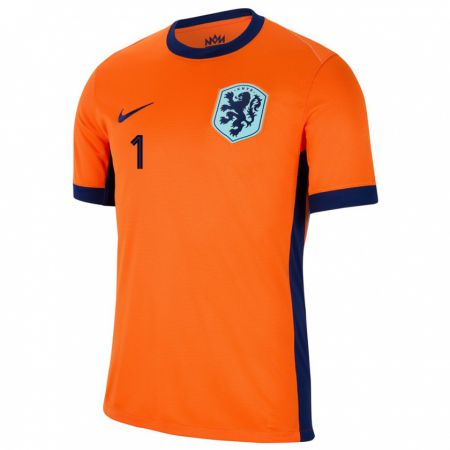 Kandiny Homme Maillot Pays-Bas Sari Van Veenendaal #1 Orange Tenues Domicile 24-26 T-Shirt