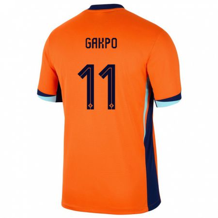 Kandiny Homme Maillot Pays-Bas Cody Gakpo #11 Orange Tenues Domicile 24-26 T-Shirt