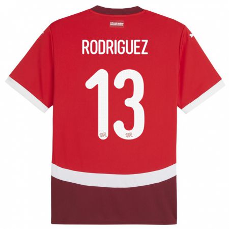 Kandiny Homme Maillot Suisse Ricardo Rodriguez #13 Rouge Tenues Domicile 24-26 T-Shirt