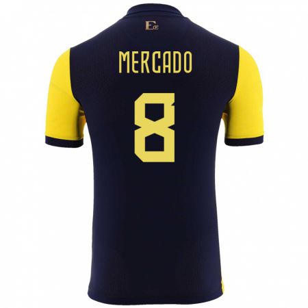 Kandiny Homme Maillot Équateur Patrik Mercado #8 Jaune Tenues Domicile 24-26 T-Shirt