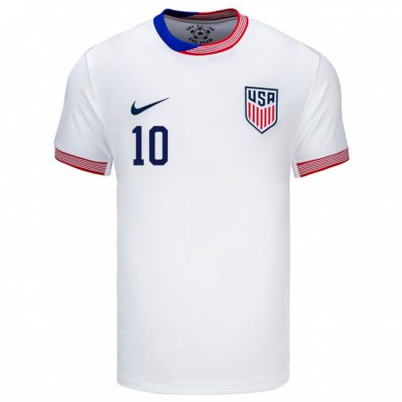 Kandiny Homme Maillot États-Unis Christian Pulisic #10 Blanc Tenues Domicile 24-26 T-Shirt