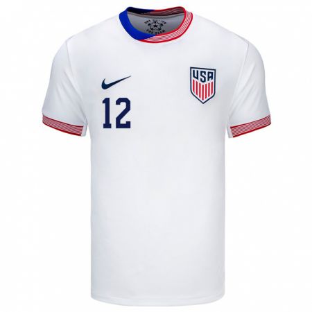 Kandiny Homme Maillot États-Unis Emmanuel Ochoa #12 Blanc Tenues Domicile 24-26 T-Shirt