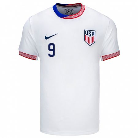 Kandiny Homme Maillot États-Unis Esmir Bajraktarevic #9 Blanc Tenues Domicile 24-26 T-Shirt