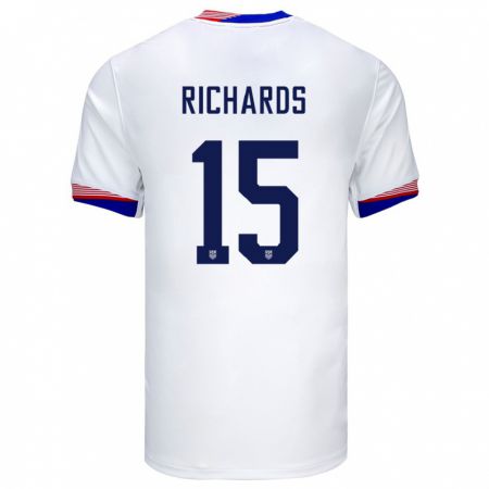 Kandiny Homme Maillot États-Unis Chris Richards #3 Blanc Tenues Domicile 24-26 T-Shirt