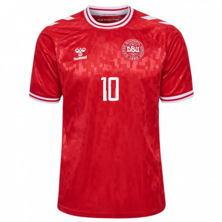 Kandiny Homme Maillot Danemark Matt O'riley #10 Rouge Tenues Domicile 24-26 T-Shirt