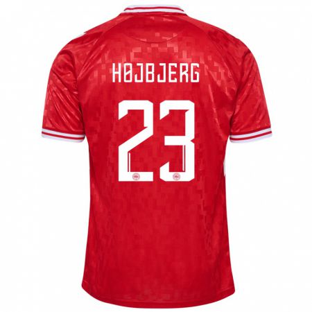 Kandiny Homme Maillot Danemark Pierre-Emile Højbjerg #23 Rouge Tenues Domicile 24-26 T-Shirt