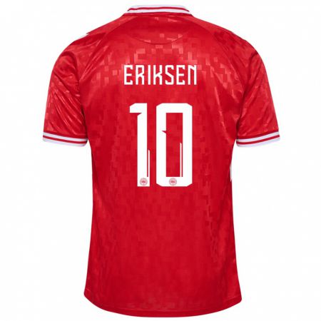 Kandiny Homme Maillot Danemark Christian Eriksen #10 Rouge Tenues Domicile 24-26 T-Shirt