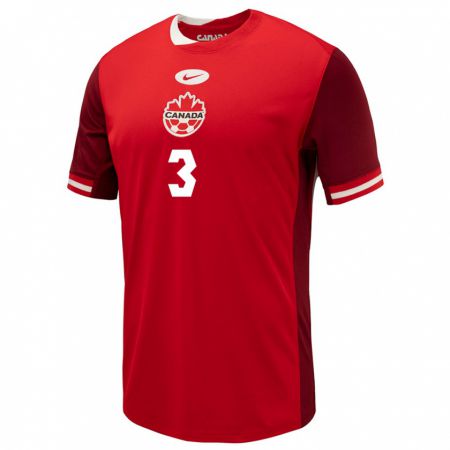 Kandiny Homme Maillot Canada Kadeisha Buchanan #3 Rouge Tenues Domicile 24-26 T-Shirt