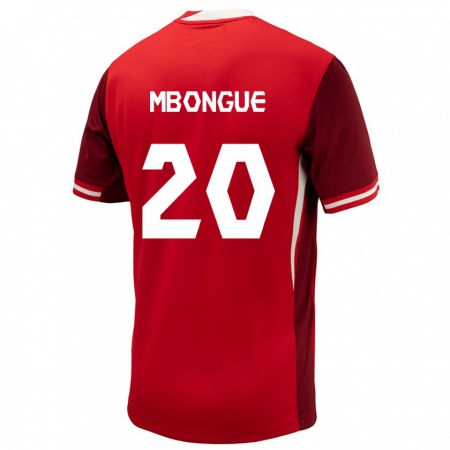 Kandiny Homme Maillot Canada Hugo Mbongue #20 Rouge Tenues Domicile 24-26 T-Shirt