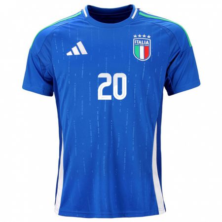 Kandiny Homme Maillot Italie Nicolò Zaniolo #20 Bleu Tenues Domicile 24-26 T-Shirt