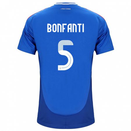 Kandiny Homme Maillot Italie Giovanni Bonfanti #5 Bleu Tenues Domicile 24-26 T-Shirt