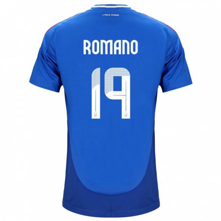 Kandiny Homme Maillot Italie Marco Romano #19 Bleu Tenues Domicile 24-26 T-Shirt