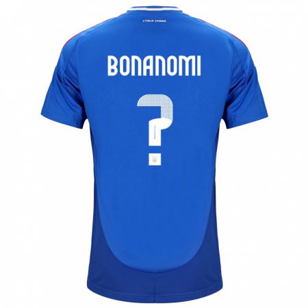 Kandiny Homme Maillot Italie Andrea Bonanomi #0 Bleu Tenues Domicile 24-26 T-Shirt