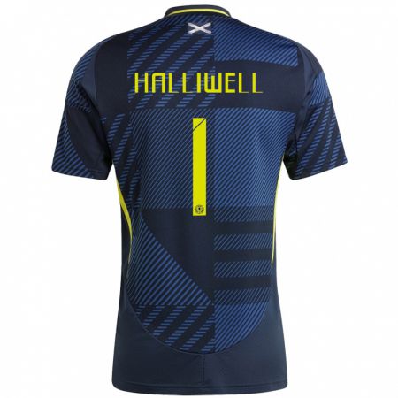 Kandiny Homme Maillot Écosse Alfie Halliwell #1 Bleu Foncé Tenues Domicile 24-26 T-Shirt