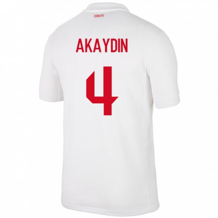 Kandiny Homme Maillot Turquie Samet Akaydin #4 Blanc Tenues Domicile 24-26 T-Shirt