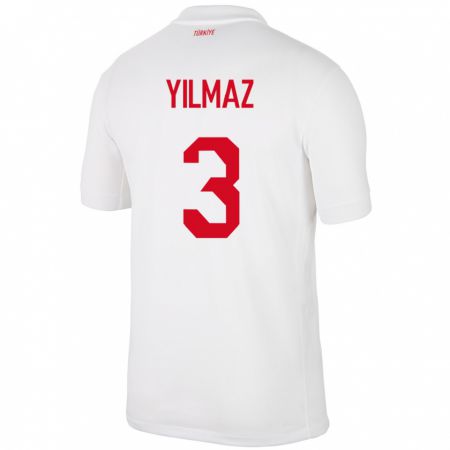 Kandiny Homme Maillot Turquie Berkay Yılmaz #3 Blanc Tenues Domicile 24-26 T-Shirt