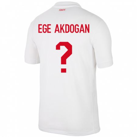 Kandiny Homme Maillot Turquie Hasan Ege Akdoğan #0 Blanc Tenues Domicile 24-26 T-Shirt