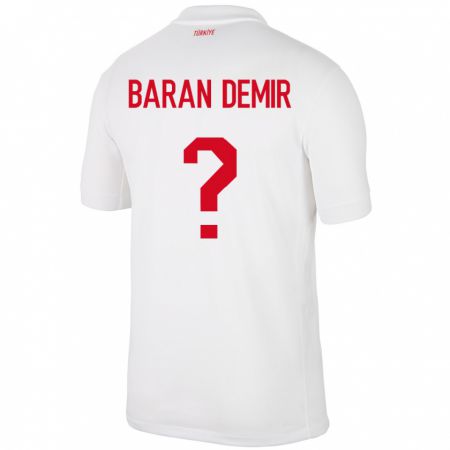 Kandiny Homme Maillot Turquie Tuna Baran Demir #0 Blanc Tenues Domicile 24-26 T-Shirt