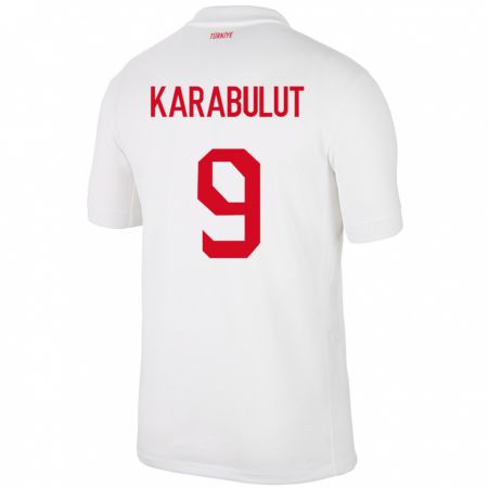 Kandiny Homme Maillot Turquie Arzu Karabulut #9 Blanc Tenues Domicile 24-26 T-Shirt