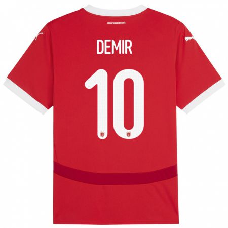 Kandiny Homme Maillot Autriche Yusuf Demir #10 Rouge Tenues Domicile 24-26 T-Shirt