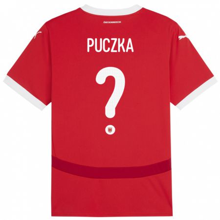 Kandiny Homme Maillot Autriche David Puczka #0 Rouge Tenues Domicile 24-26 T-Shirt