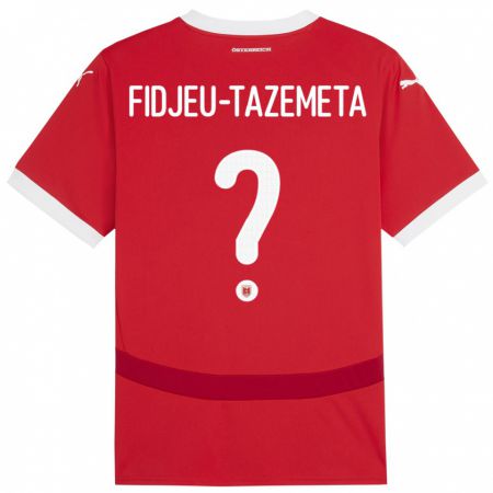 Kandiny Homme Maillot Autriche Thierry Fidjeu-Tazemeta #0 Rouge Tenues Domicile 24-26 T-Shirt