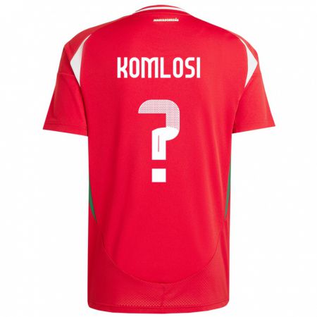 Kandiny Homme Maillot Hongrie Bence Komlósi #0 Rouge Tenues Domicile 24-26 T-Shirt