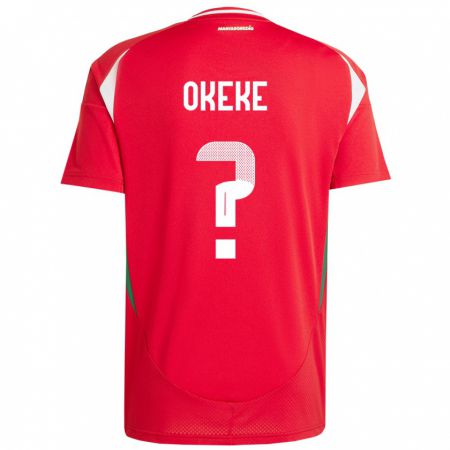 Kandiny Homme Maillot Hongrie Michael Okeke #0 Rouge Tenues Domicile 24-26 T-Shirt