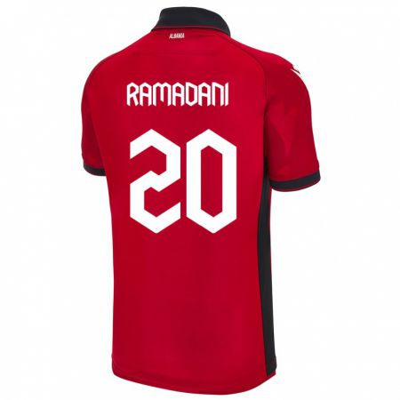 Kandiny Homme Maillot Albanie Ylber Ramadani #20 Rouge Tenues Domicile 24-26 T-Shirt