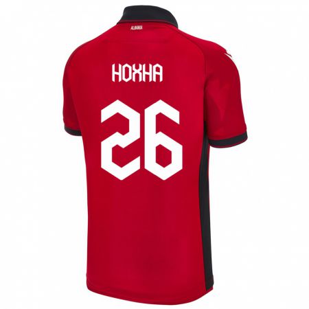 Kandiny Homme Maillot Albanie Arbër Hoxha #26 Rouge Tenues Domicile 24-26 T-Shirt