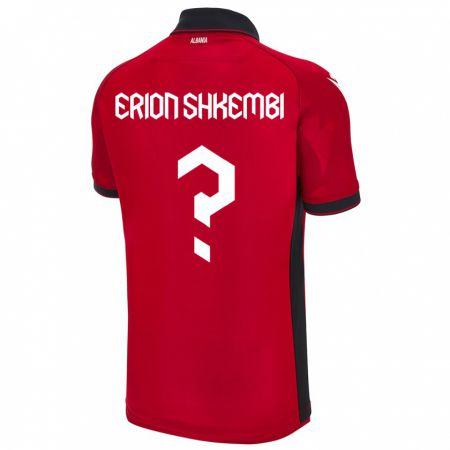 Kandiny Homme Maillot Albanie Erion Shkembi #0 Rouge Tenues Domicile 24-26 T-Shirt