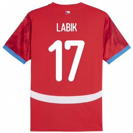 Kandiny Homme Maillot Tchéquie Albert Labik #17 Rouge Tenues Domicile 24-26 T-Shirt