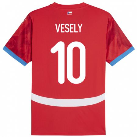 Kandiny Homme Maillot Tchéquie David Vesely #10 Rouge Tenues Domicile 24-26 T-Shirt