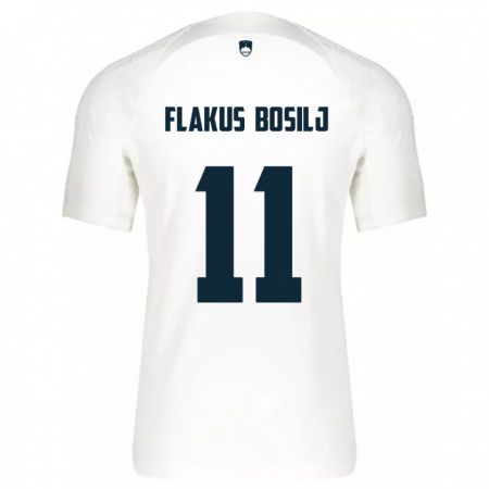 Kandiny Homme Maillot Slovénie David Flakus Bosilj #11 Blanc Tenues Domicile 24-26 T-Shirt