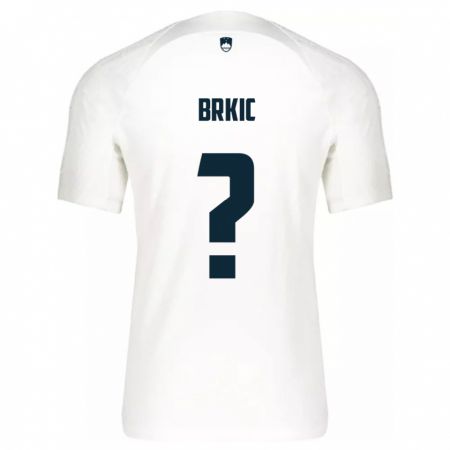 Kandiny Homme Maillot Slovénie Timotej Brkic #0 Blanc Tenues Domicile 24-26 T-Shirt