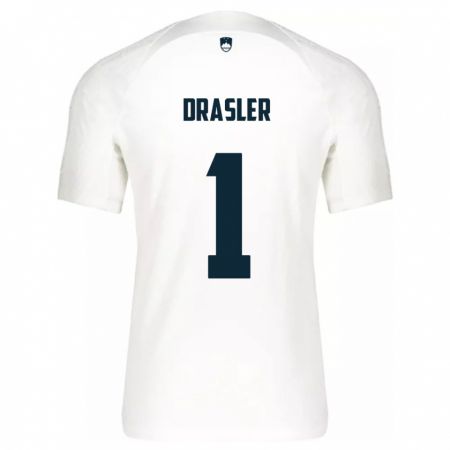Kandiny Homme Maillot Slovénie Iztok Drasler #1 Blanc Tenues Domicile 24-26 T-Shirt
