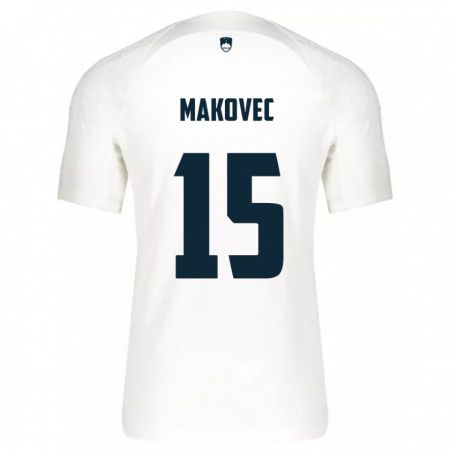 Kandiny Homme Maillot Slovénie Sara Makovec #15 Blanc Tenues Domicile 24-26 T-Shirt