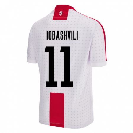 Kandiny Homme Maillot Géorgie Jaduli Iobashvili #11 Blanc Tenues Domicile 24-26 T-Shirt
