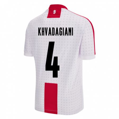 Kandiny Homme Maillot Géorgie Saba Khvadagiani #4 Blanc Tenues Domicile 24-26 T-Shirt