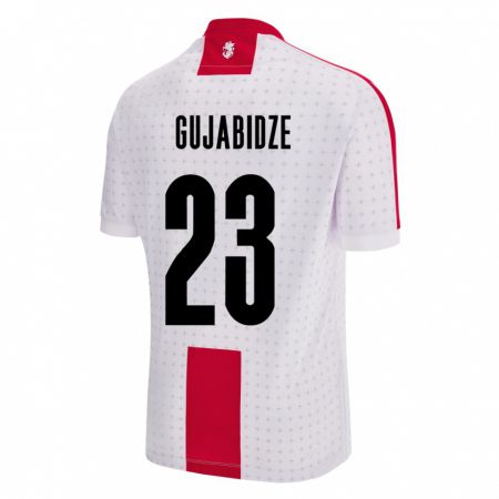 Kandiny Homme Maillot Géorgie Nino Gujabidze #23 Blanc Tenues Domicile 24-26 T-Shirt