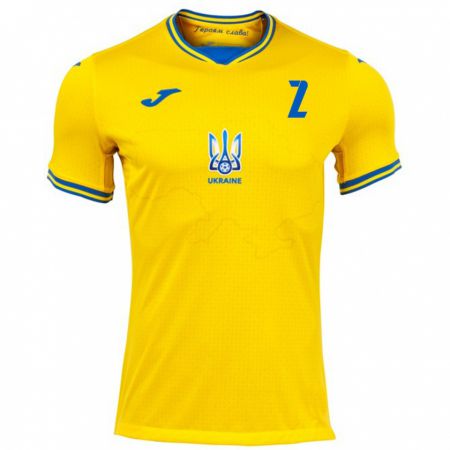 Kandiny Homme Maillot Ukraine Kostyantyn Vivcharenko #2 Jaune Tenues Domicile 24-26 T-Shirt