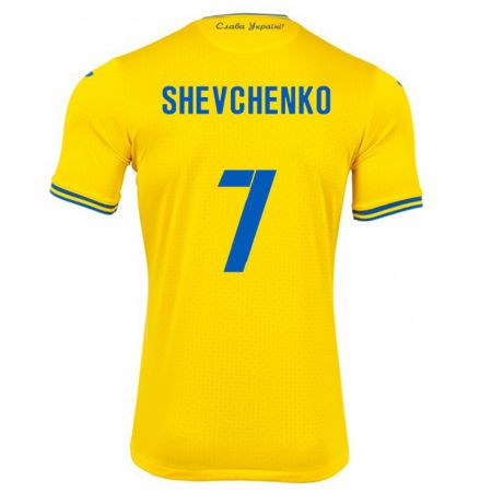 Kandiny Homme Maillot Ukraine Kristian Shevchenko #7 Jaune Tenues Domicile 24-26 T-Shirt